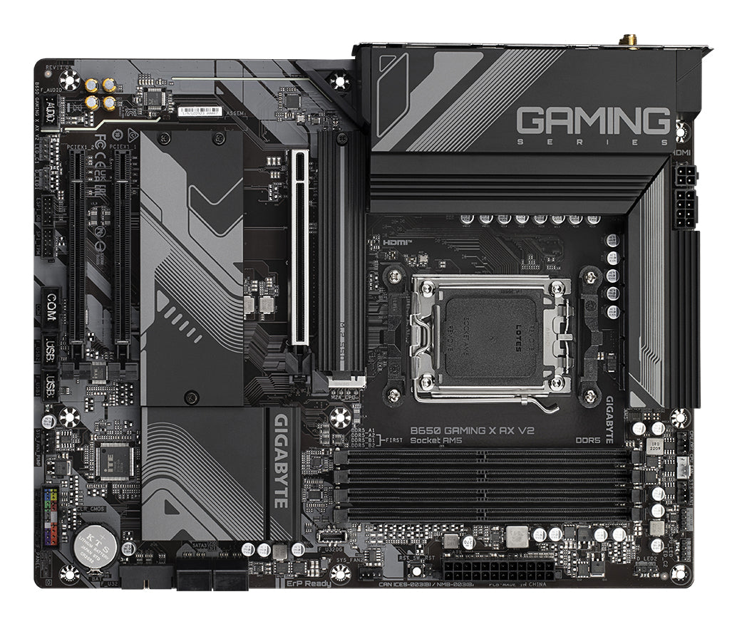 GIGABYTE B650 GAMING X AX V2 Carte mère - AMD Ryzen série 9000, VRM 8+2+2 phases, jusqu'à 8000 MHz DDR5 (OC), 1xPCIe 5.0 + 2xPCIe 4.0 M.2, LAN 2,5 GbE, WIFI 6E, USB 3.2 Gen 2