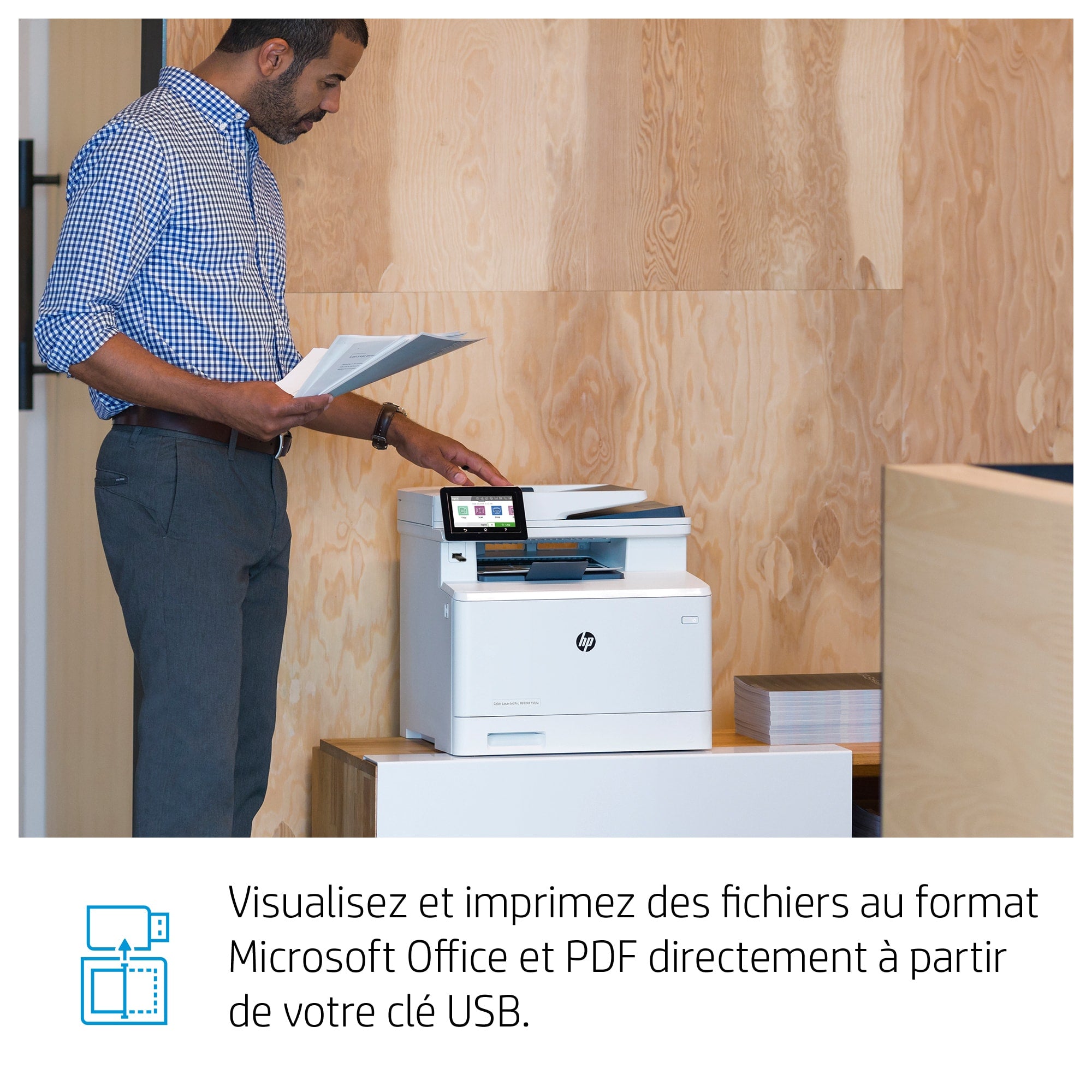 HP Color LaserJet Pro Imprimante multifonction M479fnw, Impression, copie, numérisation, télécopie, e-mail, Numérisation vers e-mail/PDF; Chargeur automatique de documents déroulé de 50 feuilles