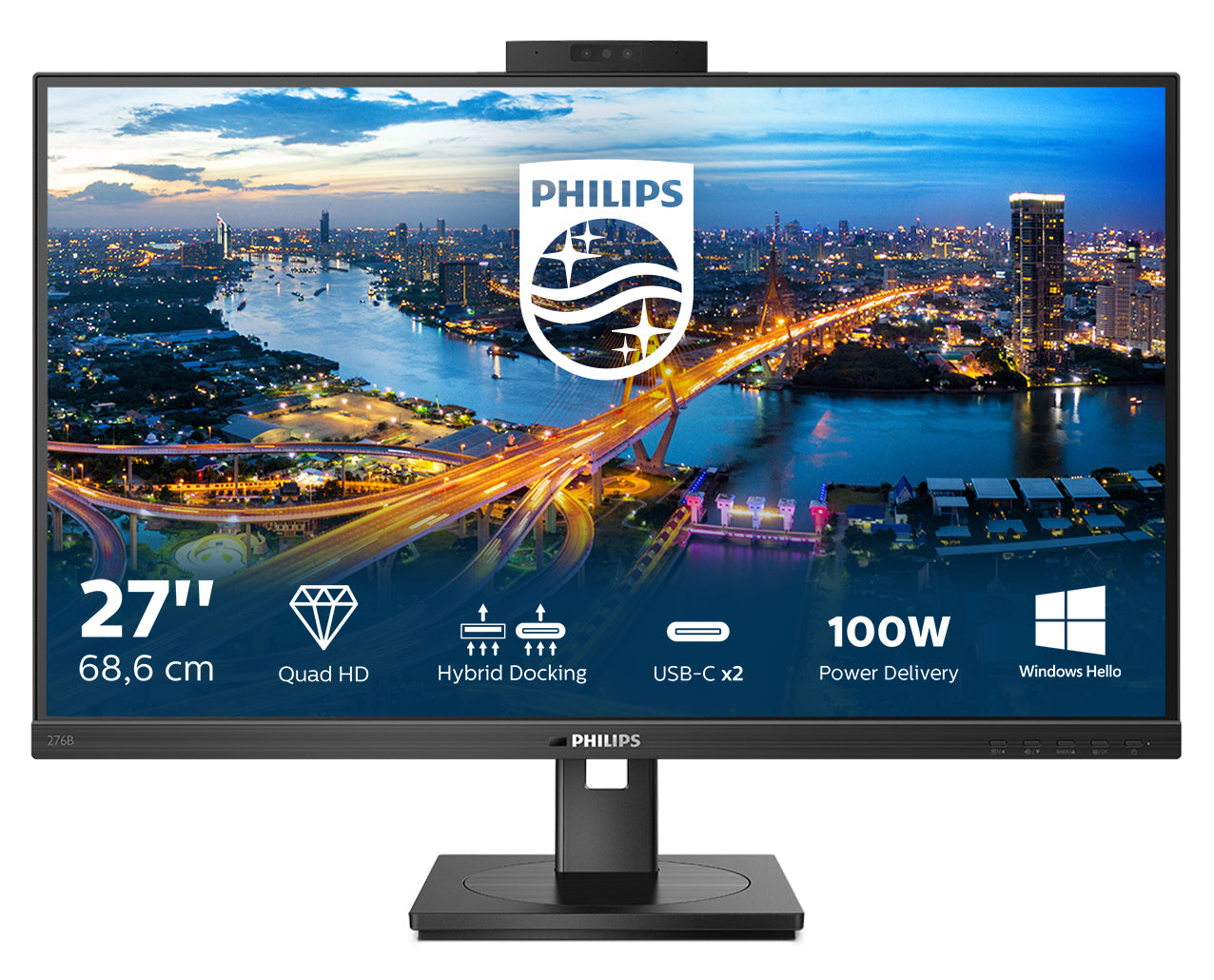 Philips B Line 276B1JH/00 écran plat de PC 68,6 cm (27") 2560 x 1440 pixels Quad HD LCD Noir