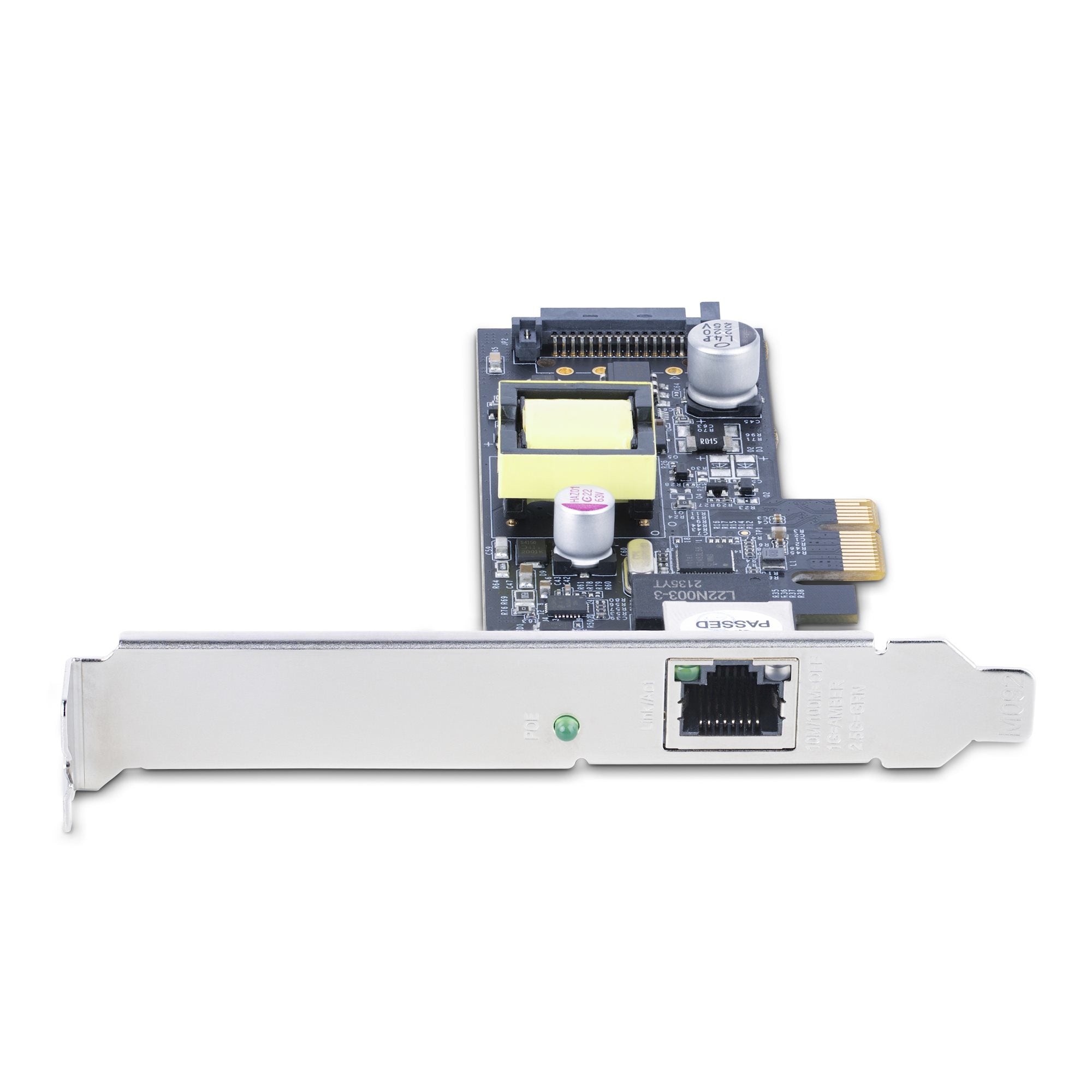 StarTech.com Carte Réseau PoE 2.5Gbps NBASE-T à 1 Port, Intel I225-V, 802.3af/at PoE+ Multi-Gigabit NIC, Adaptateur/Carte Serveur PCIe LAN, Interface Ethernet Alimentée par SATA - Supporte Win/Linux/VMware ESXI