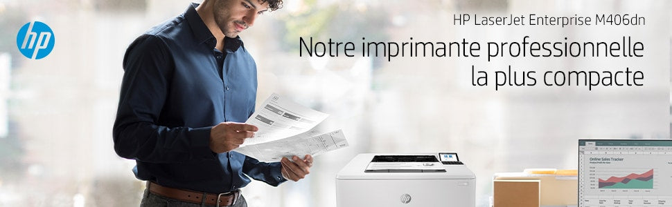 HP LaserJet Enterprise M406dn, Noir et blanc, Imprimante pour Entreprises, Imprimer, Taille compacte; Sécurité renforcée; Impression recto-verso; Éco-énergétique; Impression USB en façade
