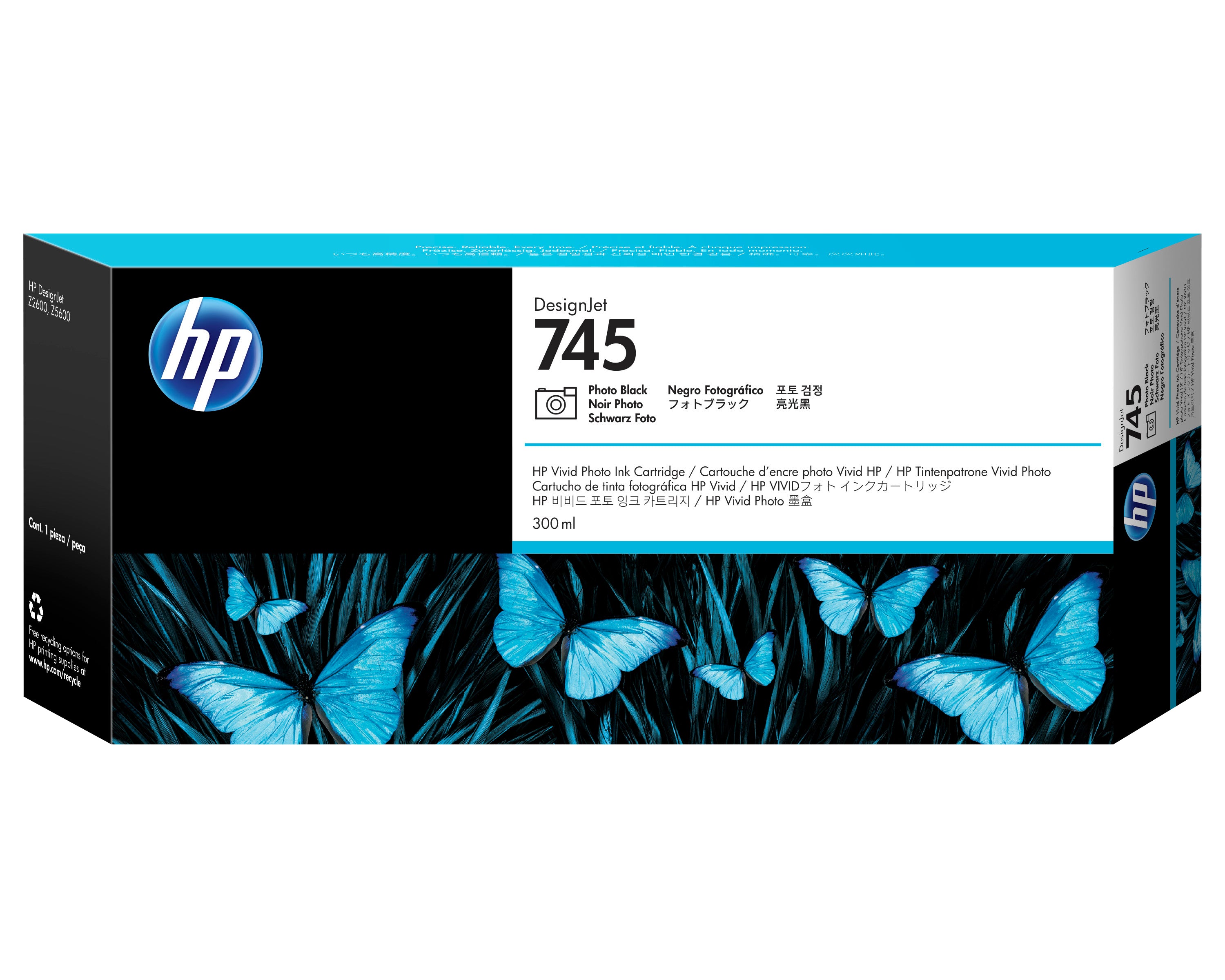 HP Cartouche d'encre DesignJet 745 noir photo, 300 ml