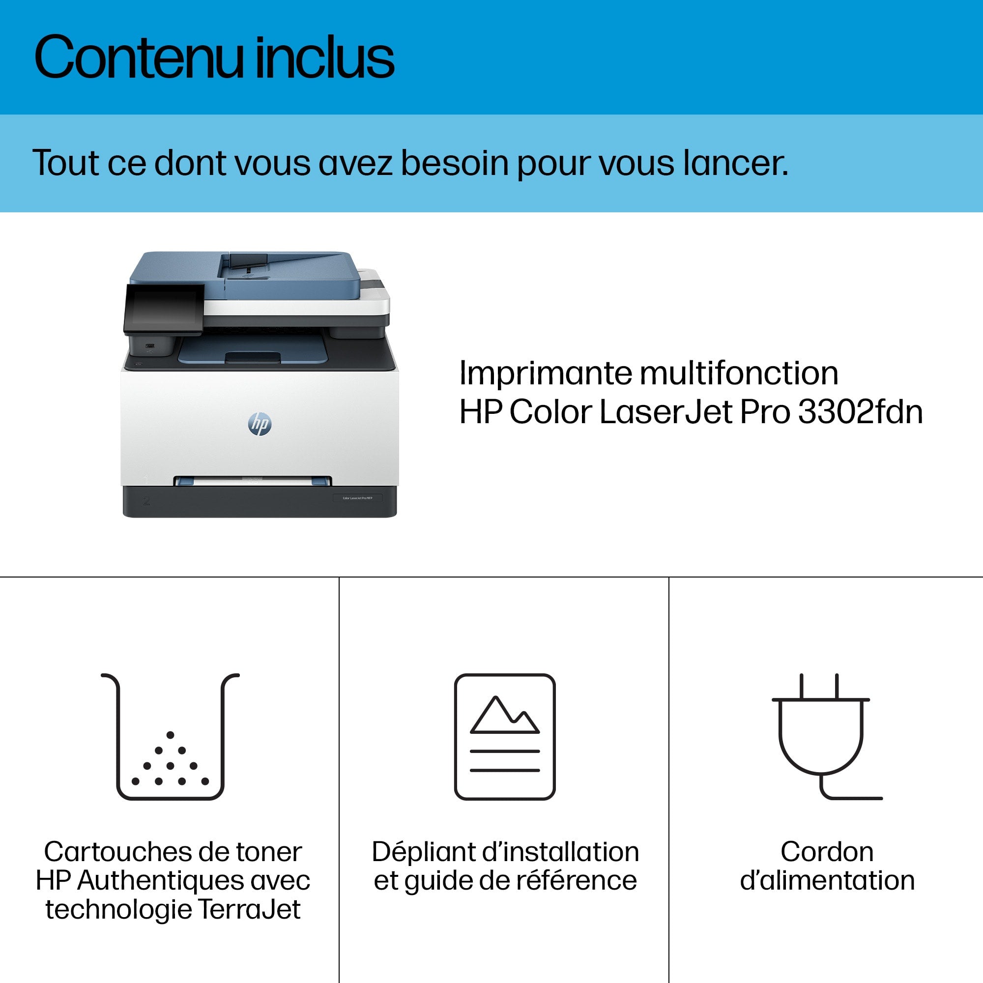 HP Color LaserJet Pro Imprimante multifonction 3302fdn