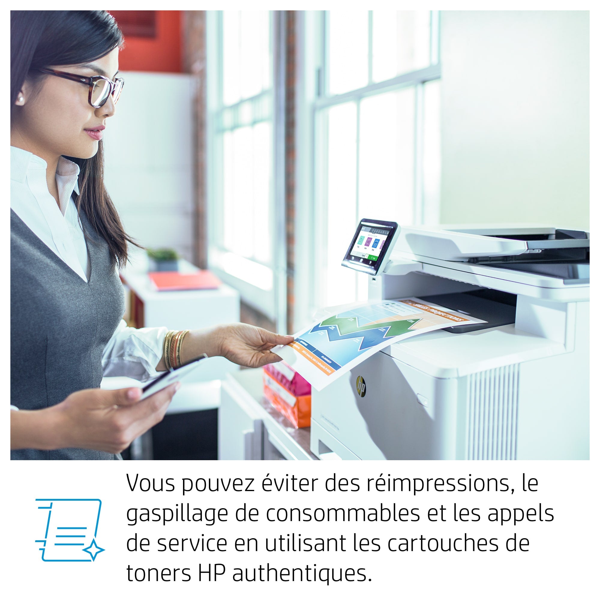 HP Color LaserJet Pro Imprimante multifonction M479fnw, Impression, copie, numérisation, télécopie, e-mail, Numérisation vers e-mail/PDF; Chargeur automatique de documents déroulé de 50 feuilles