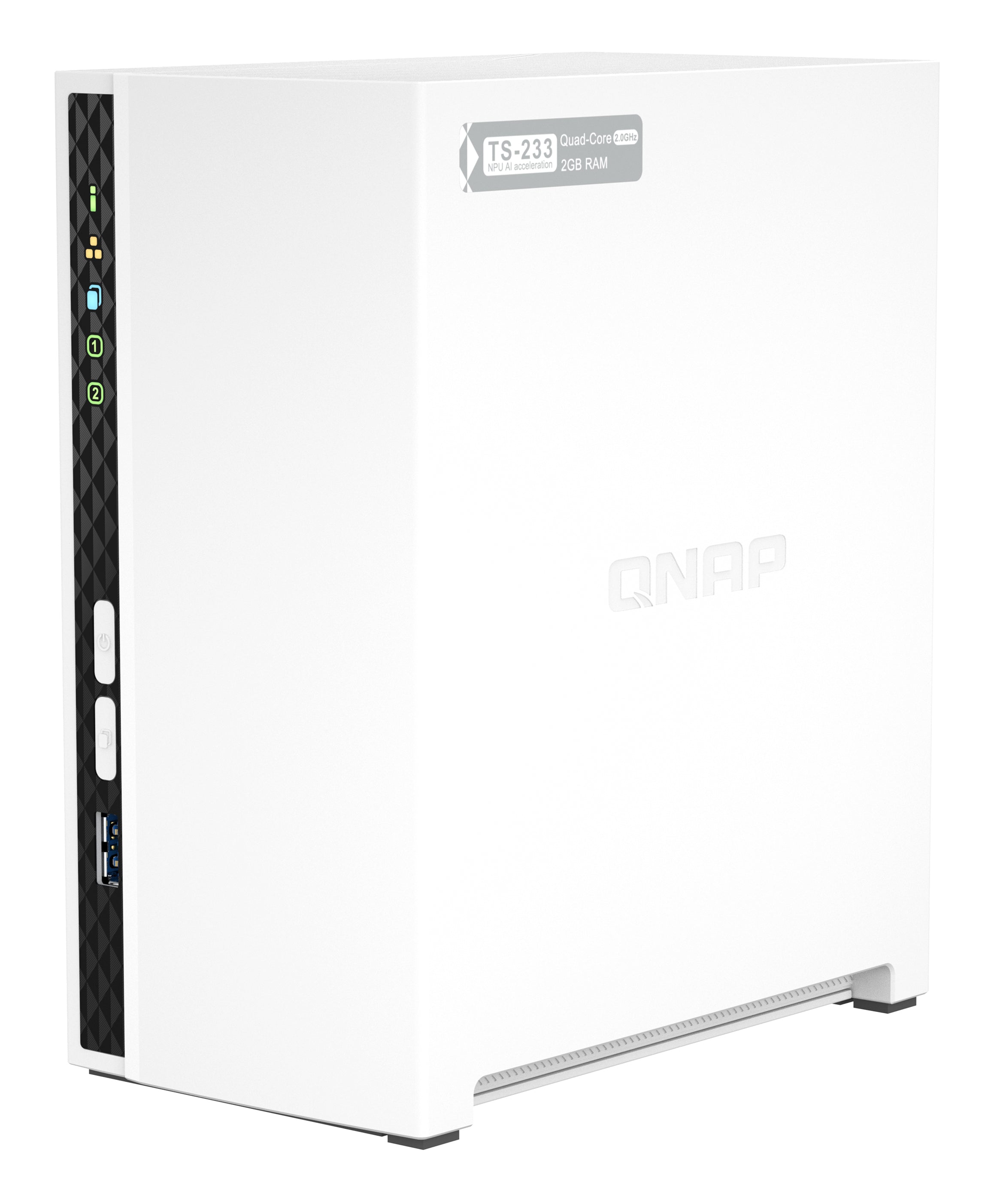 QNAP TS-233 serveur de stockage NAS Tower ARM Cortex-A55 2 Go 0 To QNAP QTS Blanc
