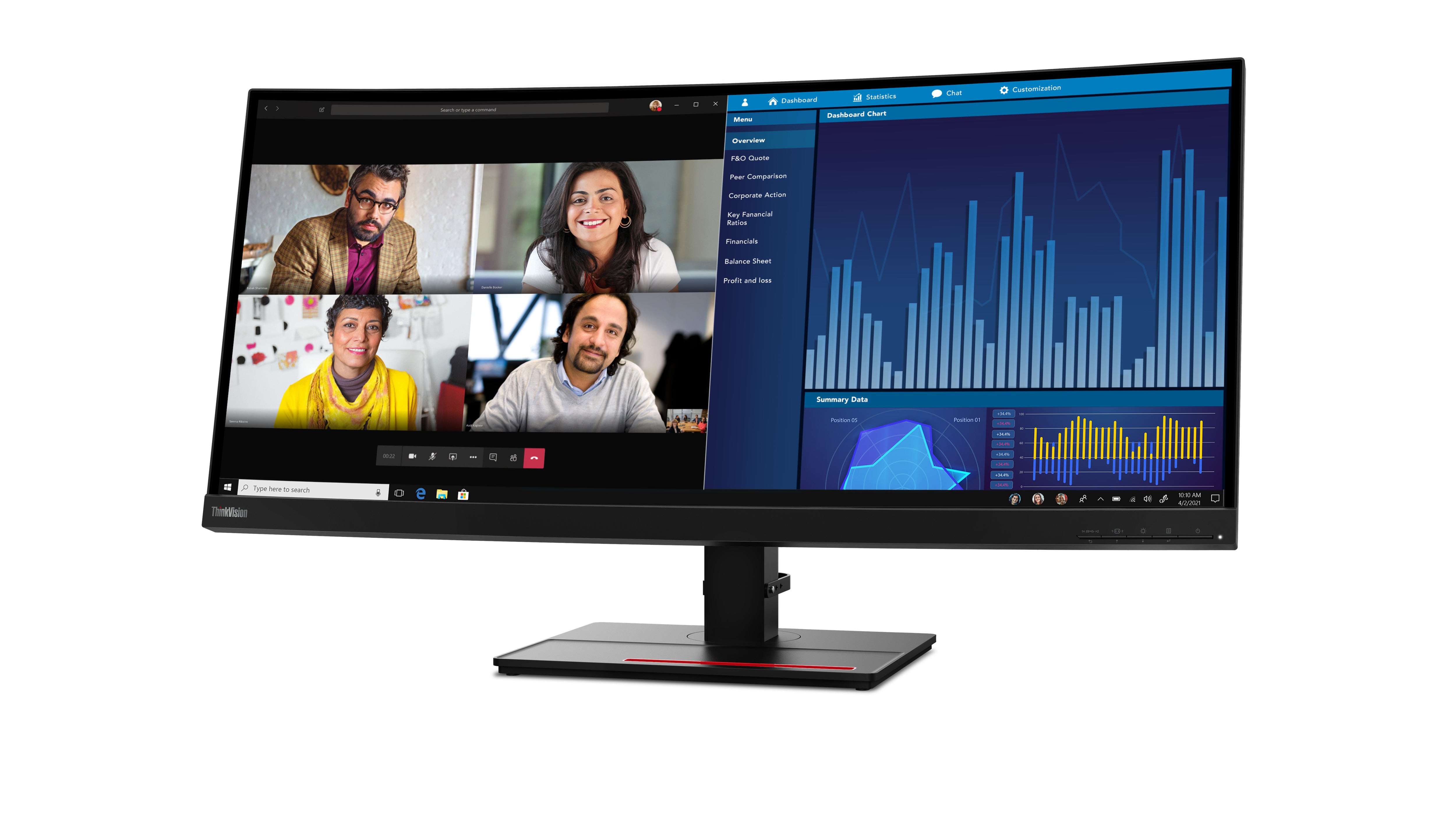 Lenovo ThinkVision P34w-20 LED display 86,7 cm (34.1") 3440 x 1440 pixels Wide Quad HD Noir