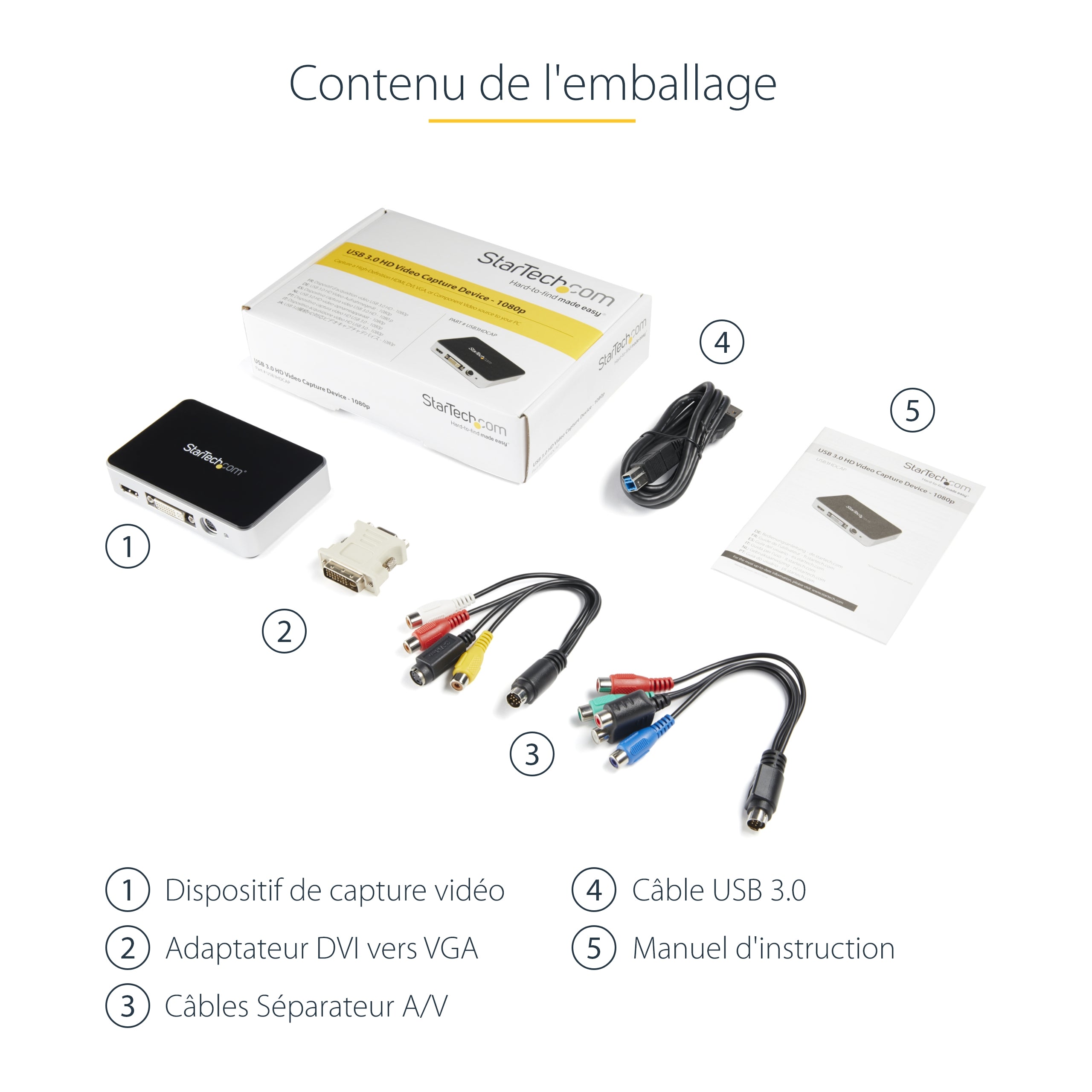 StarTech.com Boîtier d'acquisition vidéo HD USB 3.0 - Enregistreur vidéo HDMI / DVI / VGA / Composant - 1080p - 60fps
