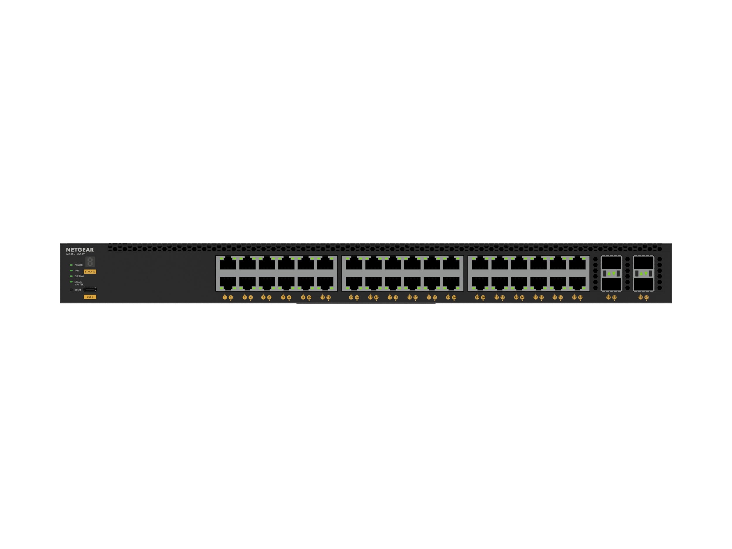 NETGEAR M4350-36X4V Géré L3 10G Ethernet (100/1000/10000) Connexion Ethernet, supportant l'alimentation via ce port (PoE) 1U Noir