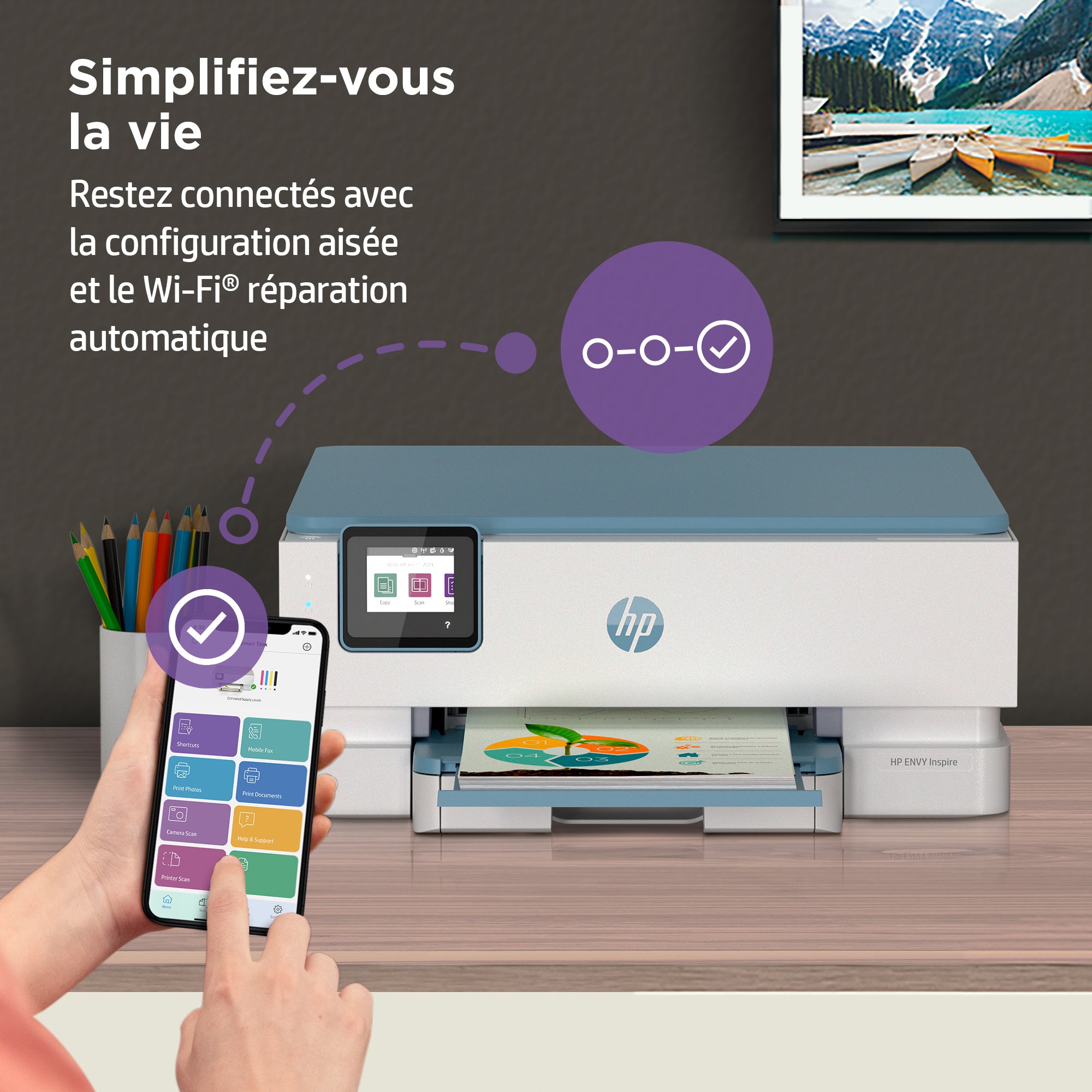 HP ENVY Inspire 7221e Sans fil All-in-One Couleur Imprimante, Instant Ink; Impression photo