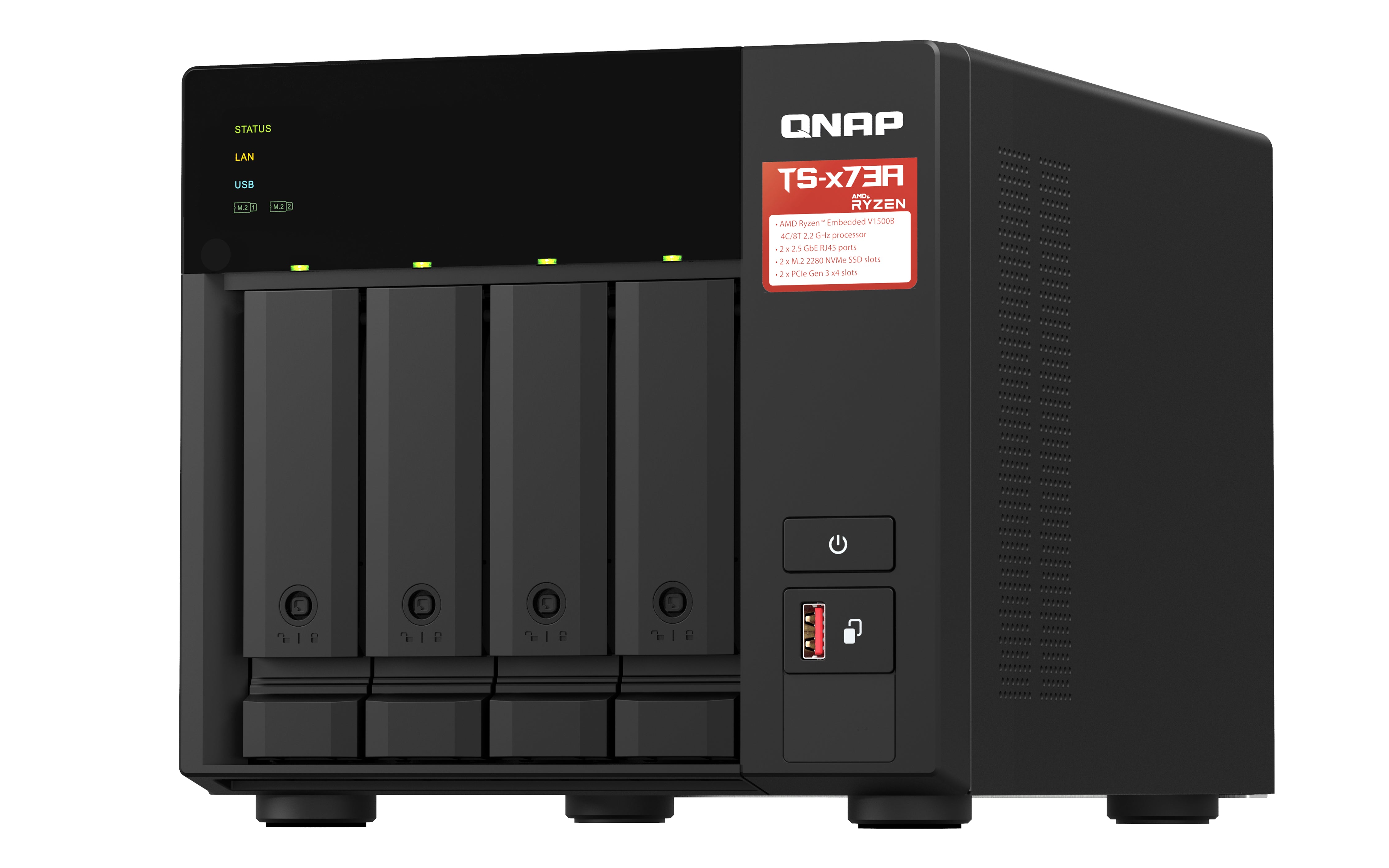 QNAP TS-473A + QSW-1105-5T Bundle Pack NAS Tower Ryzen Embedded V1500B 8 Go DDR4 0 To QNAP Turbo System Noir