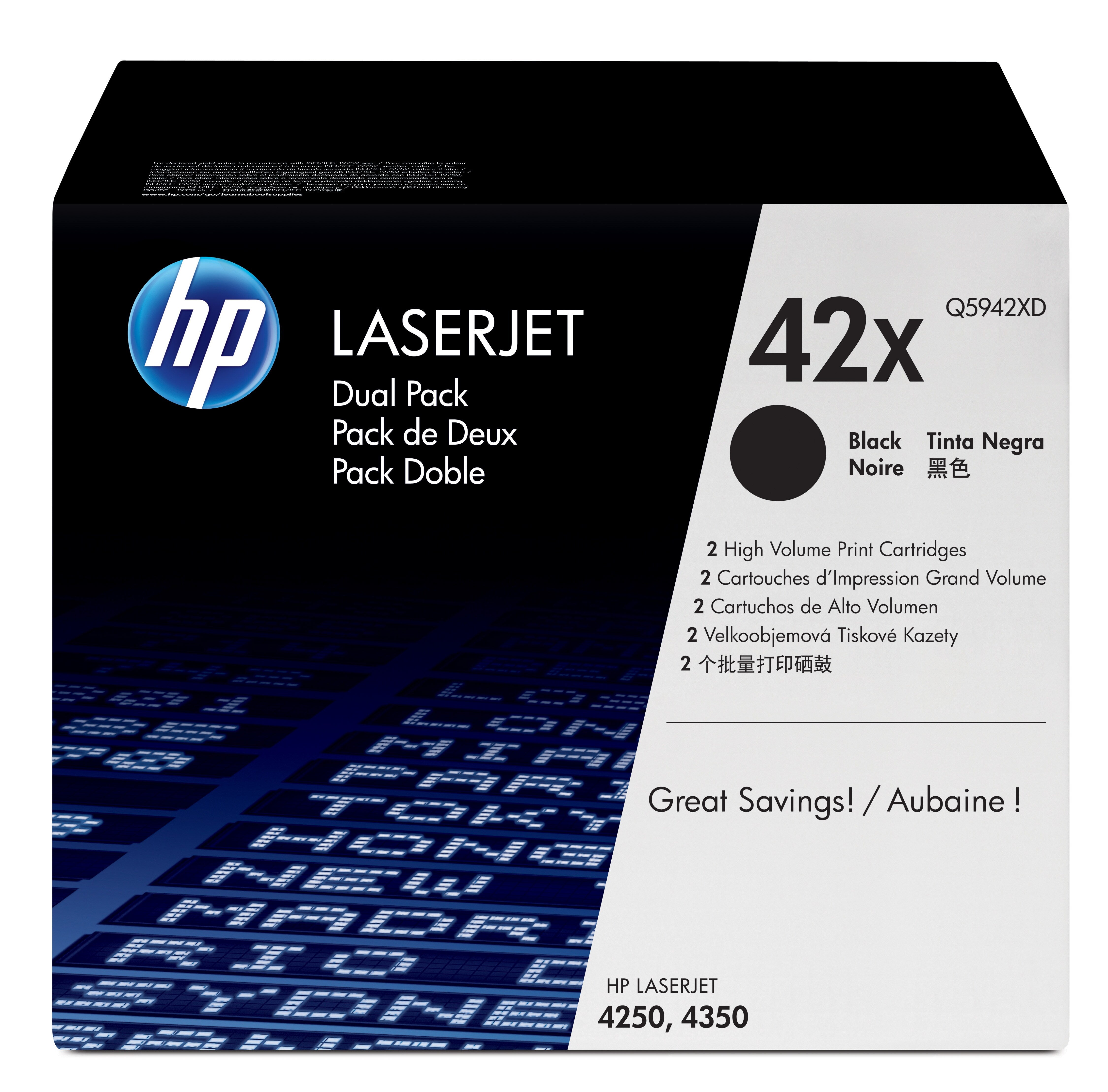HP 42X pack de 2 toners LaserJet noir grande capacité authentiques