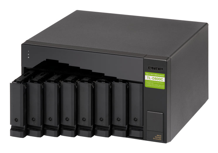 QNAP TL-D800C Boîtier de disques de stockage Boîtier disque dur/SSD Noir, Gris 2.5/3.5"