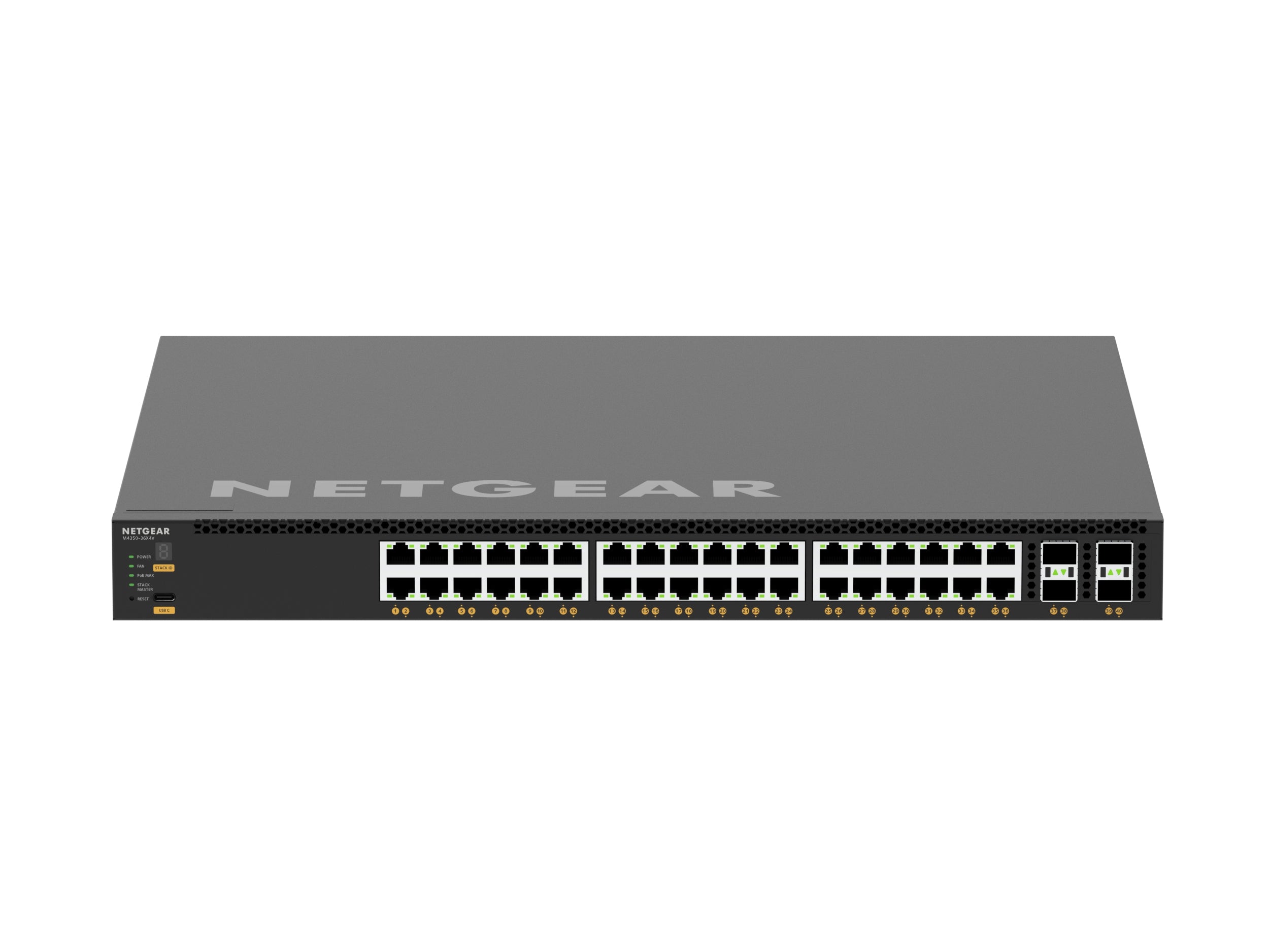 NETGEAR M4350-36X4V Géré L3 10G Ethernet (100/1000/10000) Connexion Ethernet, supportant l'alimentation via ce port (PoE) 1U Noir