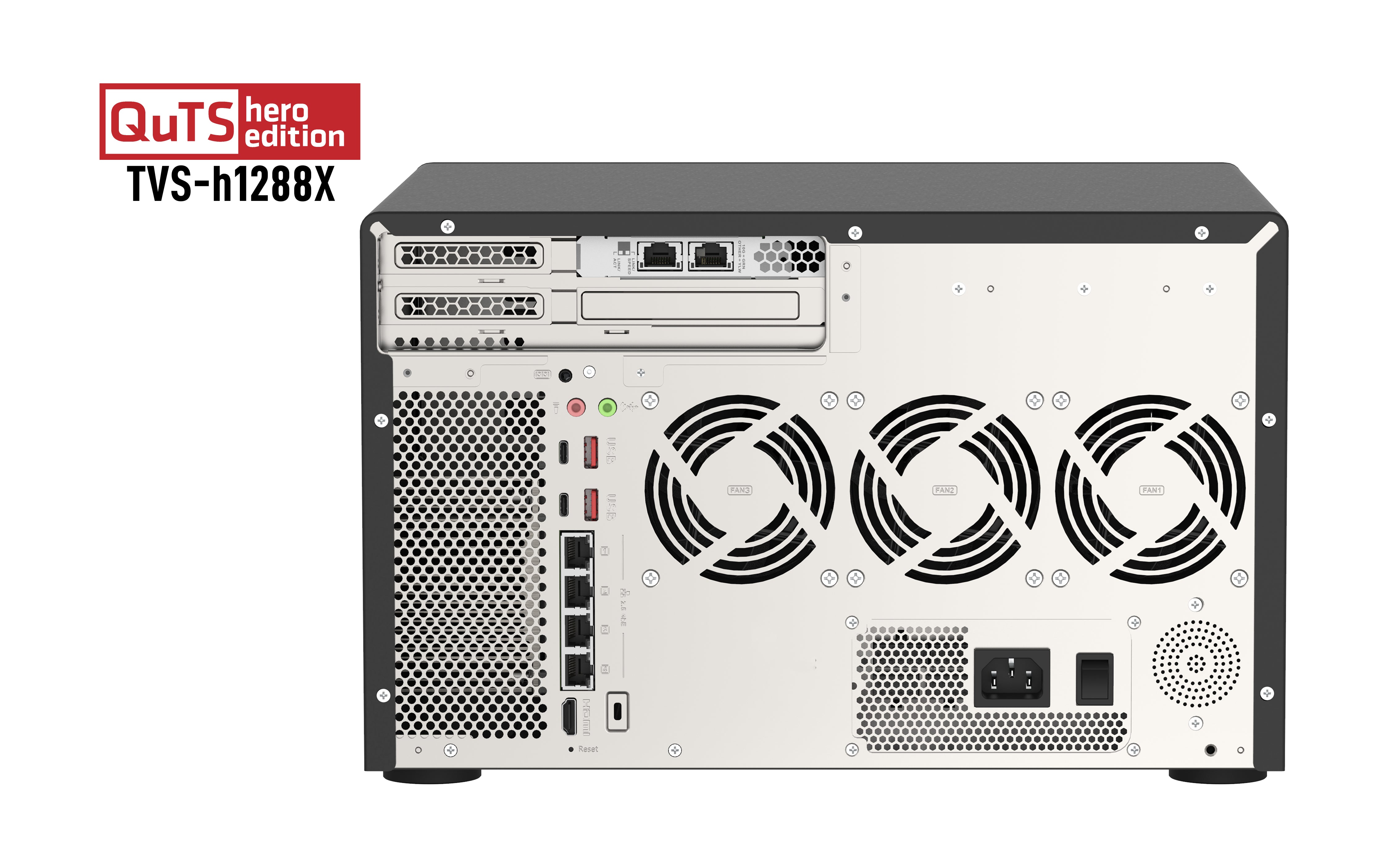 QNAP TVS-h1288X NAS Tower Intel® Xeon® W-1250 16 Go DDR4 0 To QuTS hero Noir