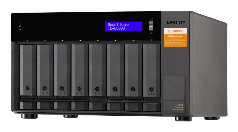 QNAP TL-D800S Boîtier de disques de stockage Boîtier disque dur/SSD Noir, Gris 2.5/3.5"