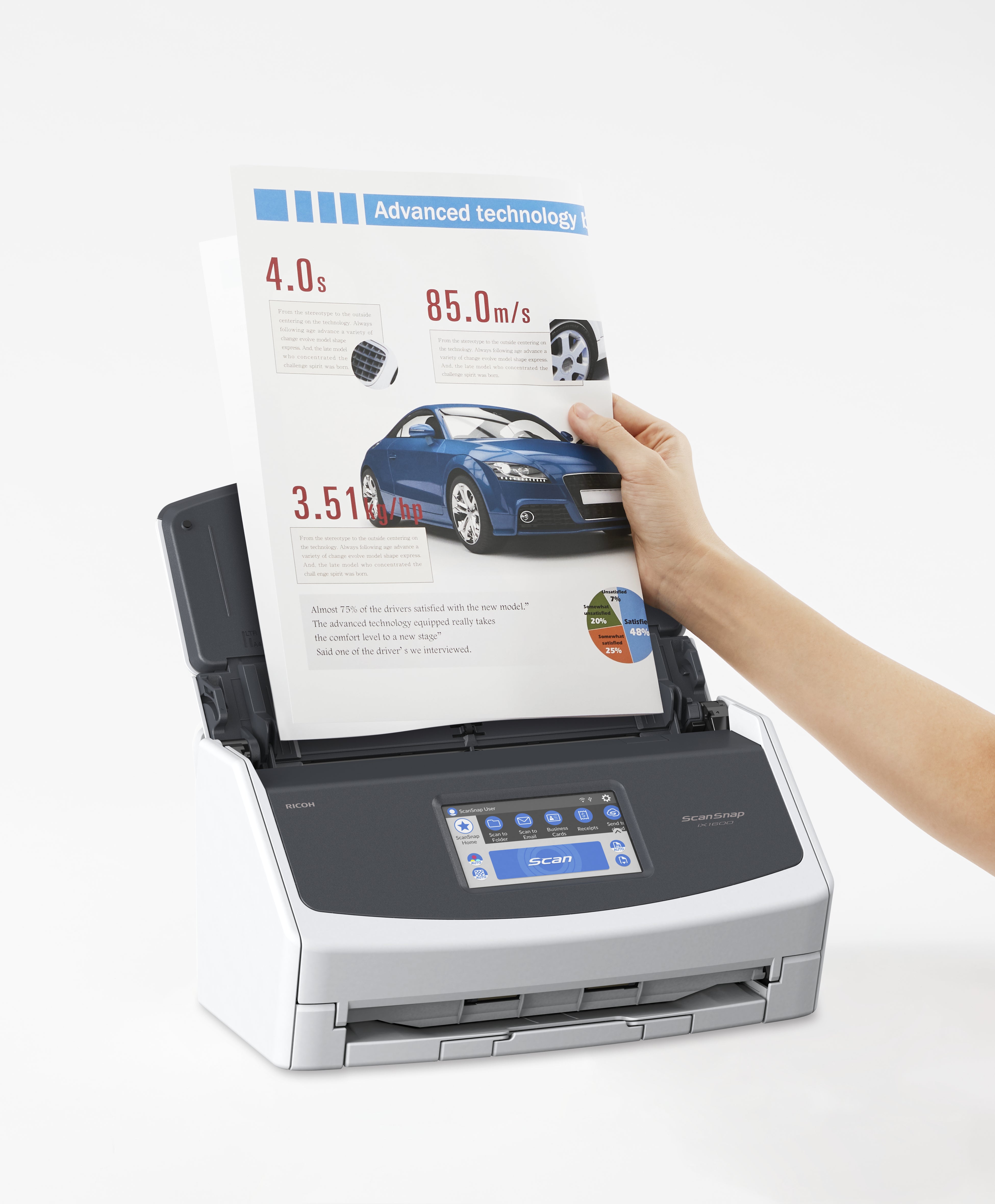 Ricoh ScanSnap iX1600 Numériseur chargeur automatique de documents (adf) + chargeur manuel 600 x 600 DPI A4 Blanc