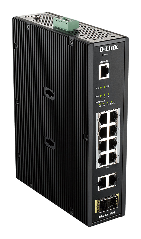 D-Link DIS-200G-12PS commutateur réseau Géré L2 Gigabit Ethernet (10/100/1000) Connexion Ethernet, supportant l'alimentation via ce port (PoE) Noir