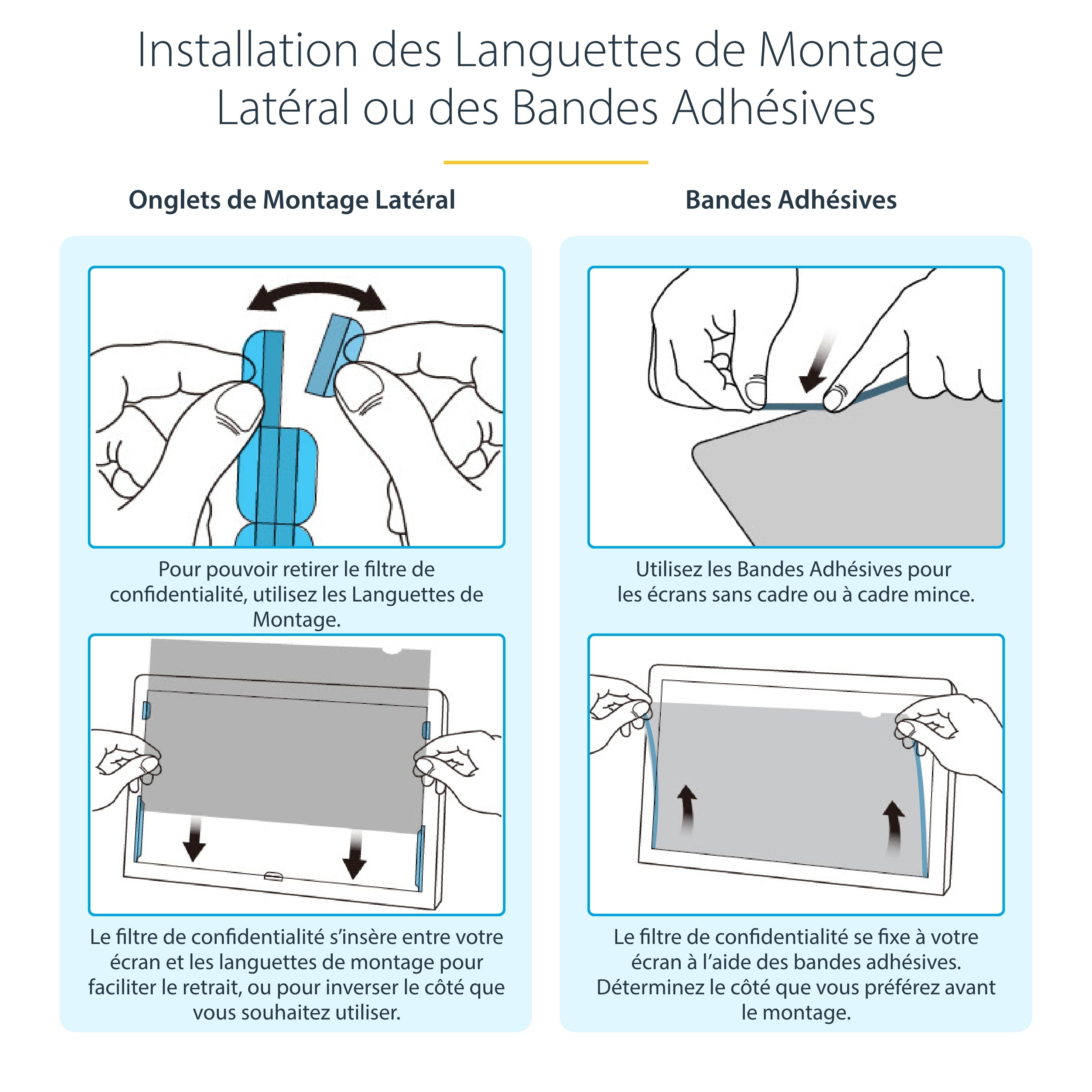 StarTech.com Filtre de Confidentialité pour Écran 27 pouces 16:9, Écran de Confidentialité Réversible Or, Filtre Anti Reflet pour Ordinateur Amélioré, Bouclier de Sécurité, +/- 30 Degrés