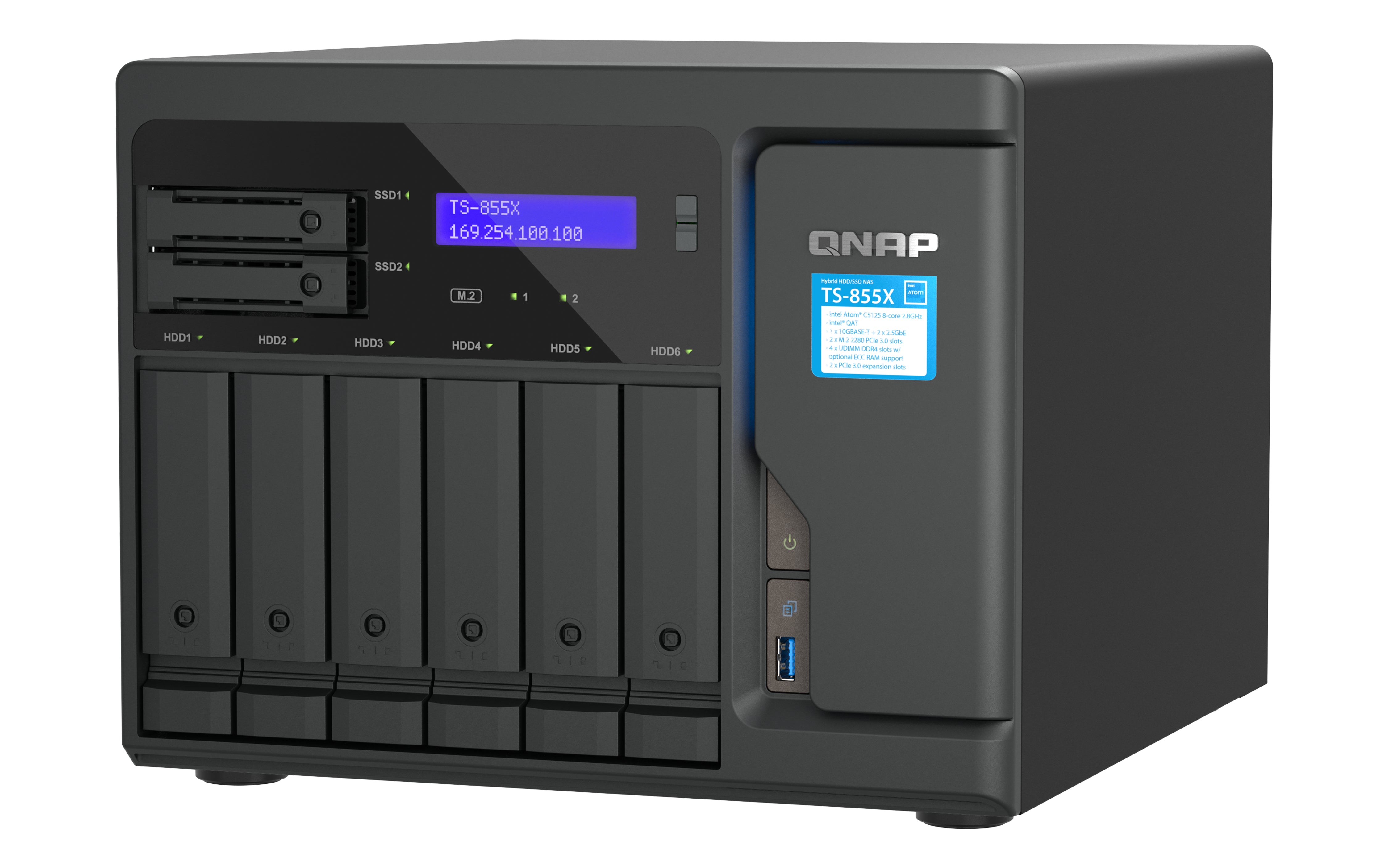 QNAP TS-855X SAN Tower Intel Atom® C5125 8 Go DDR4 0 To QNAP QTS Noir
