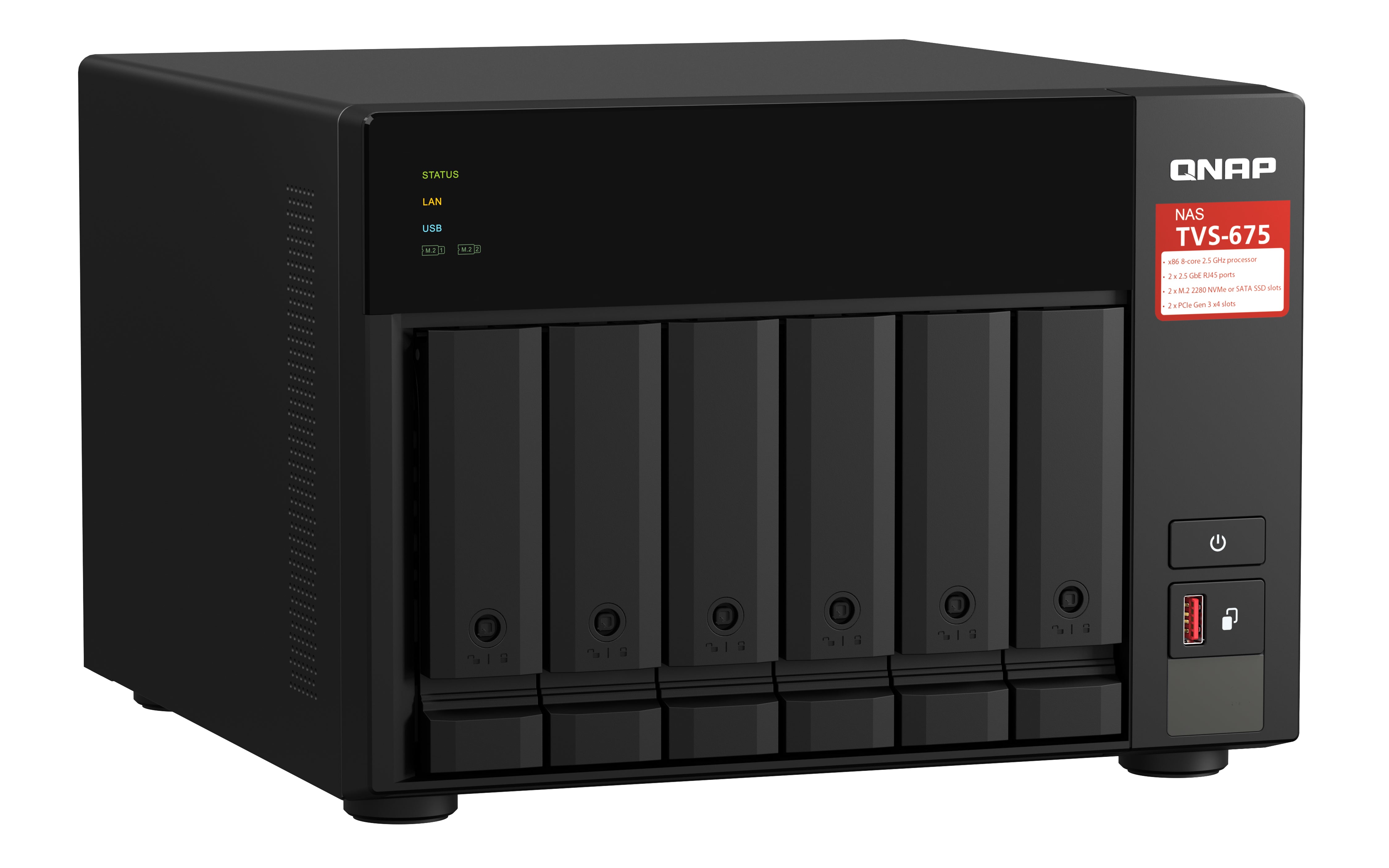 QNAP TVS-675 NAS Tower ZhaoXin KaiXian KX-6000 KX-U6580 8 Go DDR4 0 To QuTS hero Noir