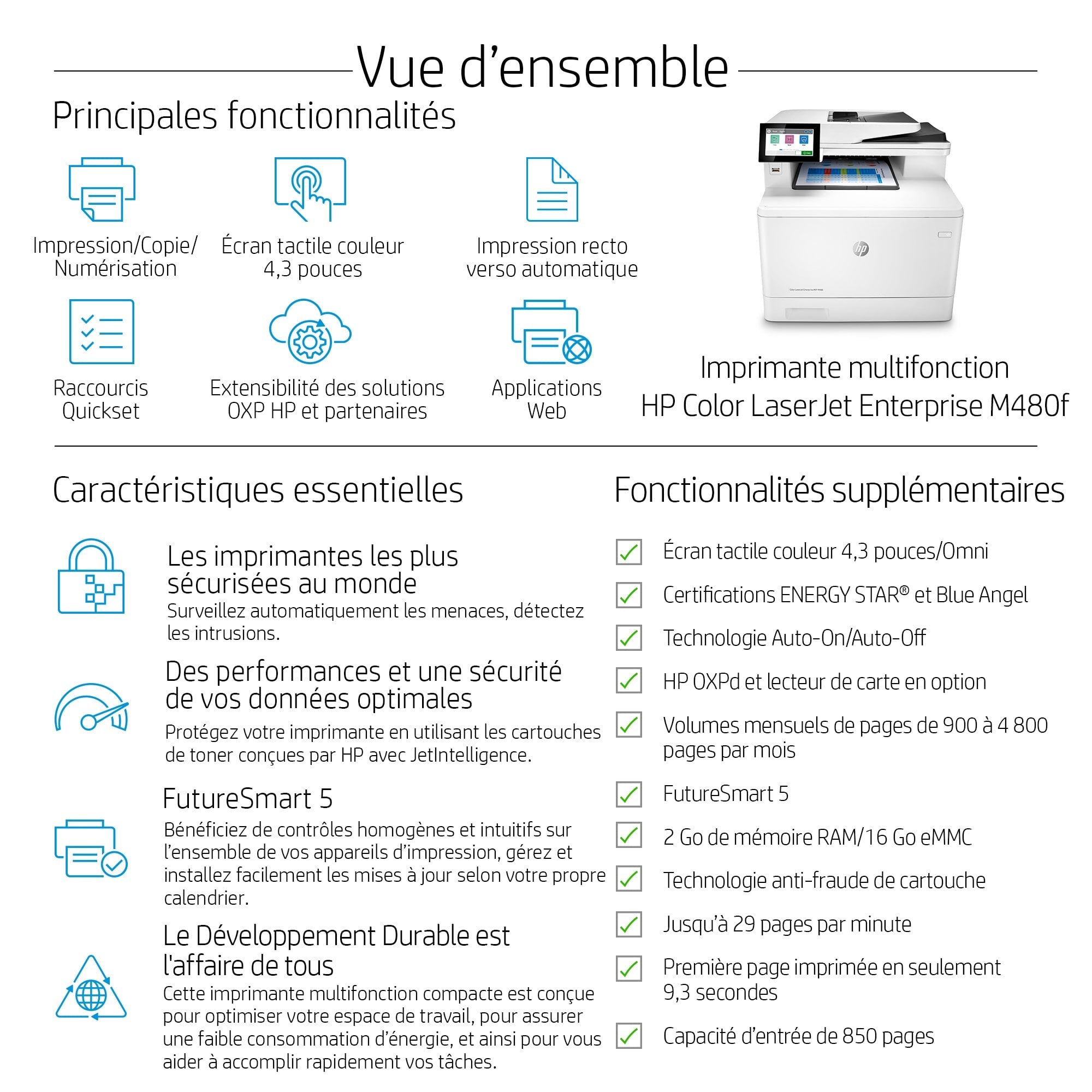 HP Color LaserJet Enterprise Imprimante multifonction couleur LaserJet Enterprise M480f