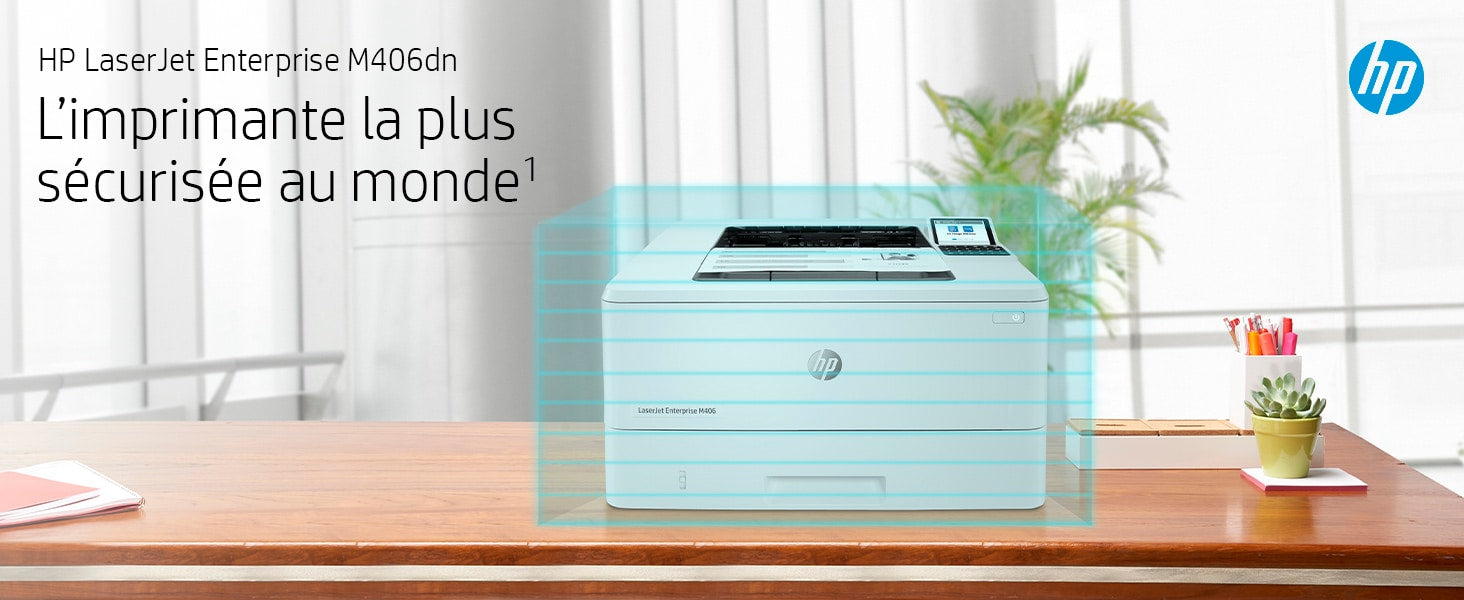 HP LaserJet Enterprise M406dn, Noir et blanc, Imprimante pour Entreprises, Imprimer, Taille compacte; Sécurité renforcée; Impression recto-verso; Éco-énergétique; Impression USB en façade