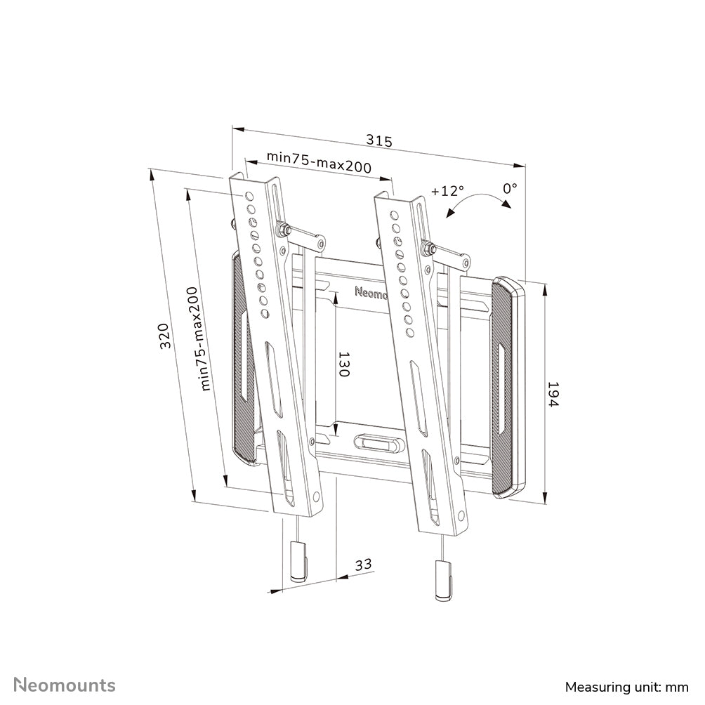 Neomounts WL35-550BL12 Support pour écran mural 24-65" - inclinable - installation facile